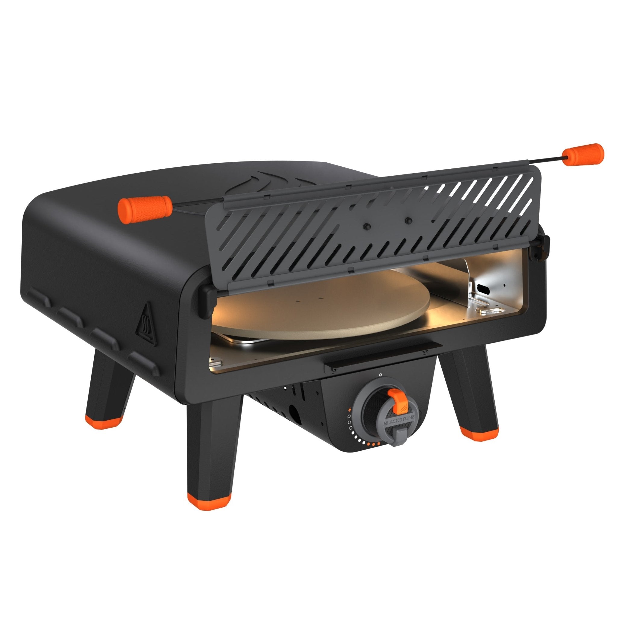 Blackstone Leggero Pro Pizza Oven SKU 2404B with open chamber, round stone and front control