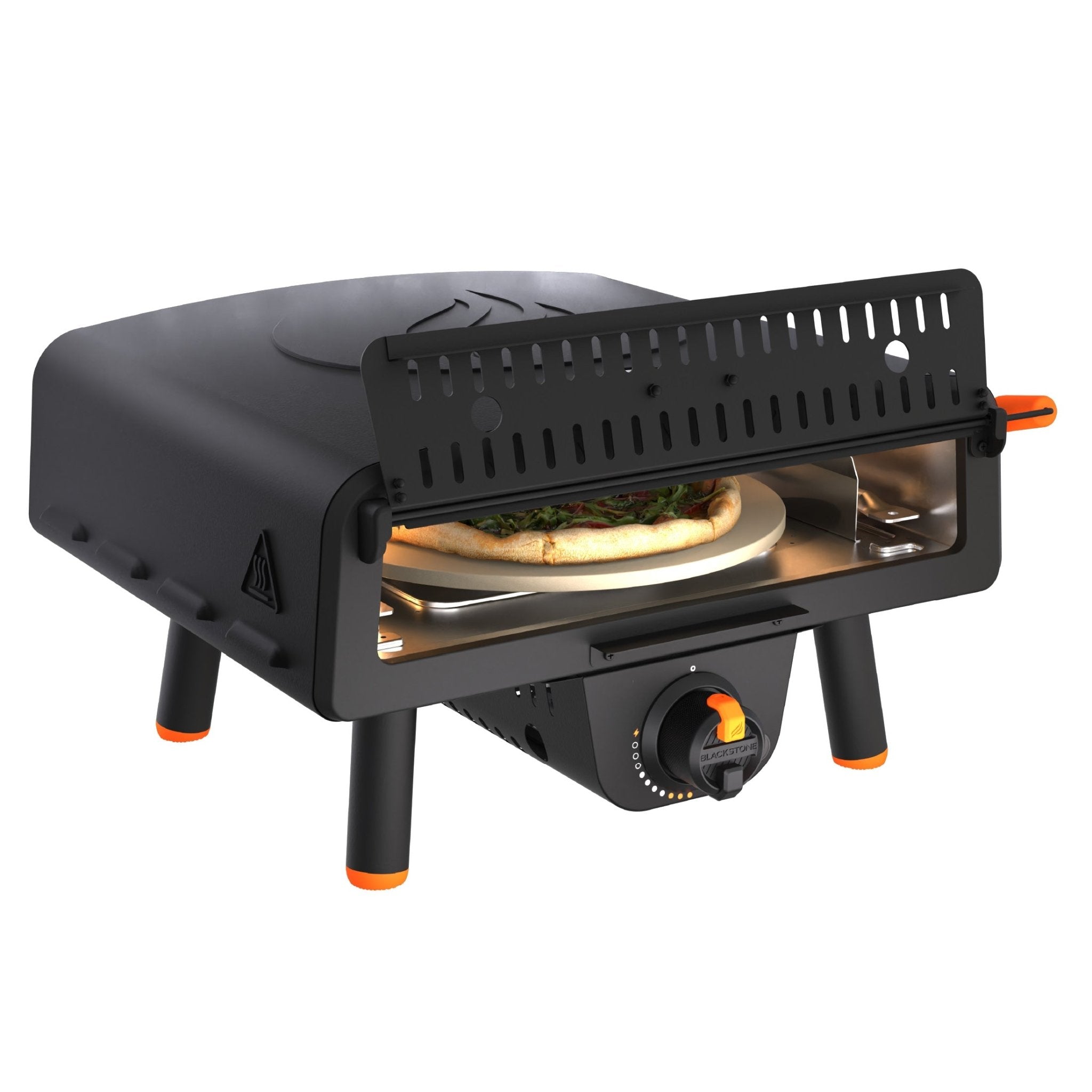 Blackstone Tabletop Pizza Oven SKU 2379 with open chamber, rotating stone and front dial