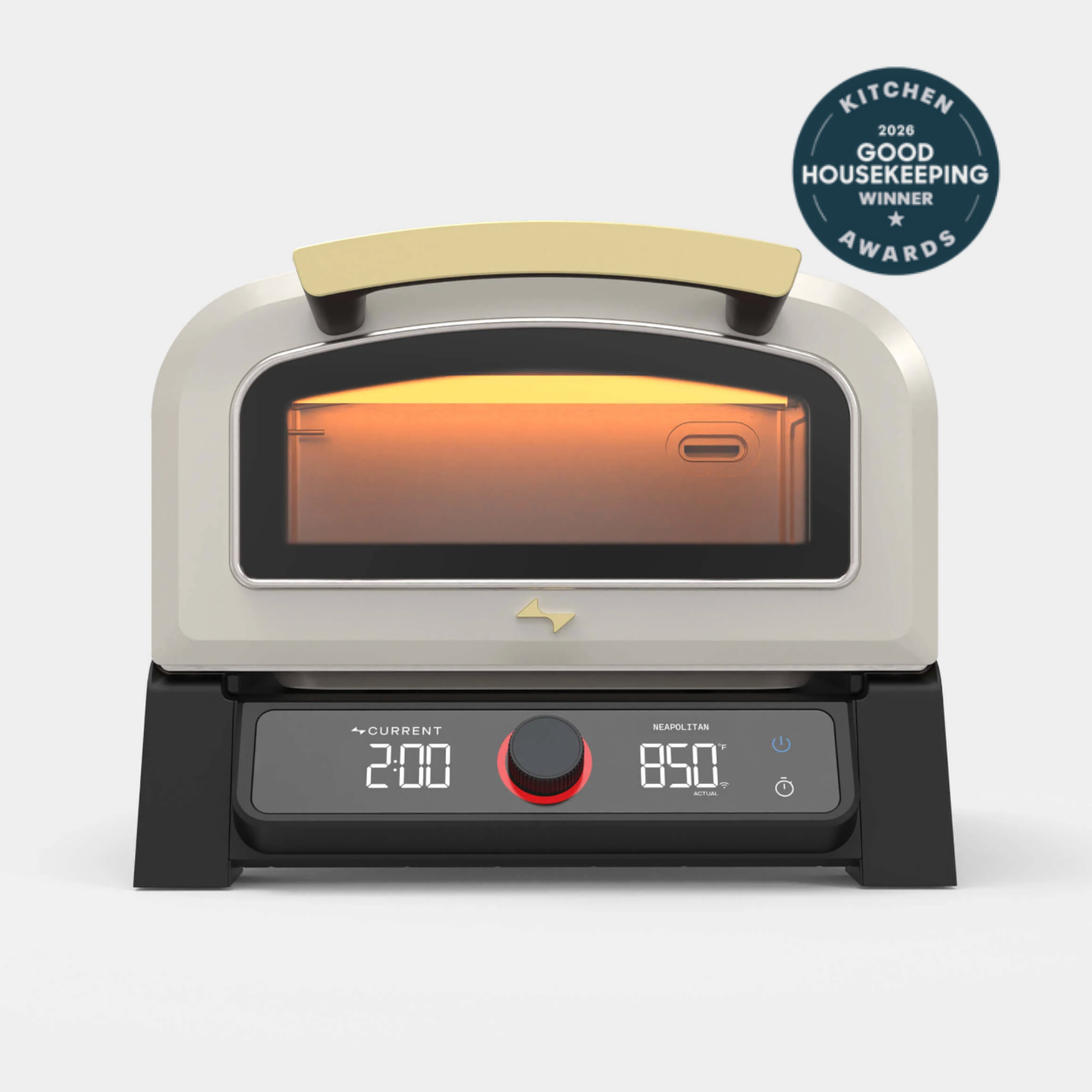 Current Model P electric pizza oven in Sand with controller and viewing window