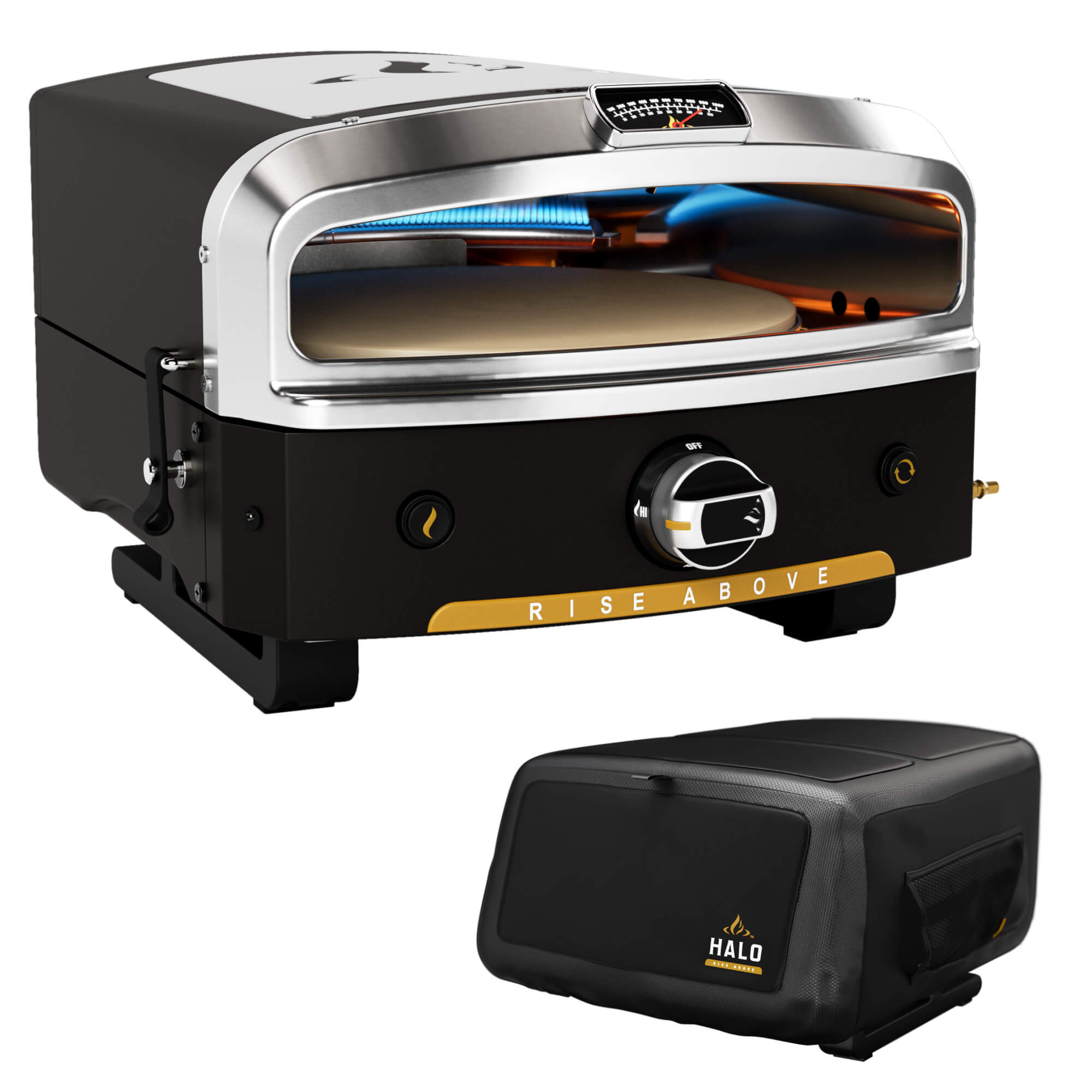HALO Versa 16 outdoor oven with fitted protective cover